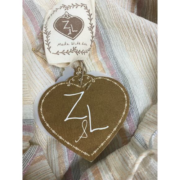 Z&L Golden Slumbers Metallic Stripe Cotton Kaftan Dress NWT US MEDIUM/LARGE - Picture 12 of 16